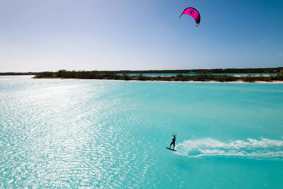 Kiteboarding on the beach.