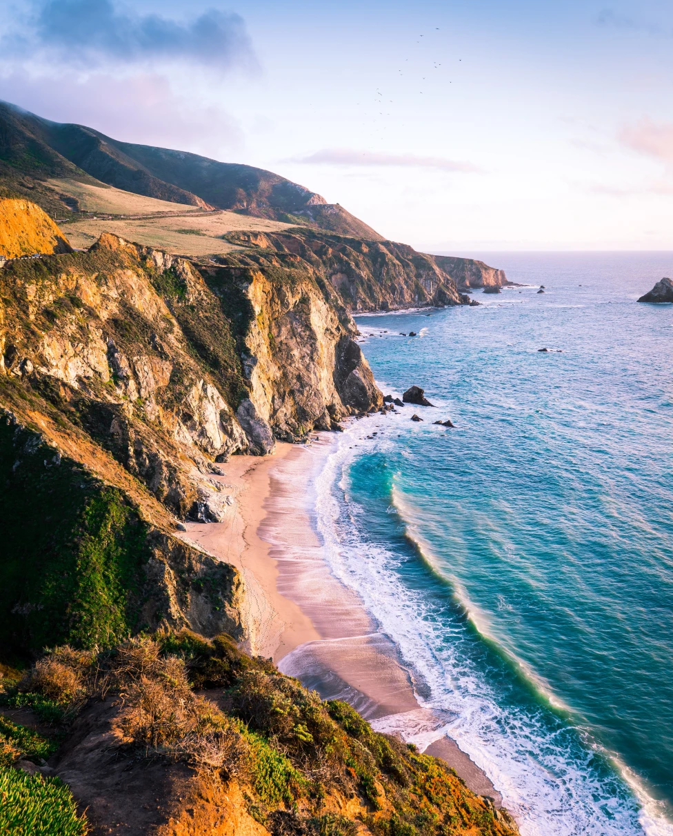 Beautiful view of mountains and sea.