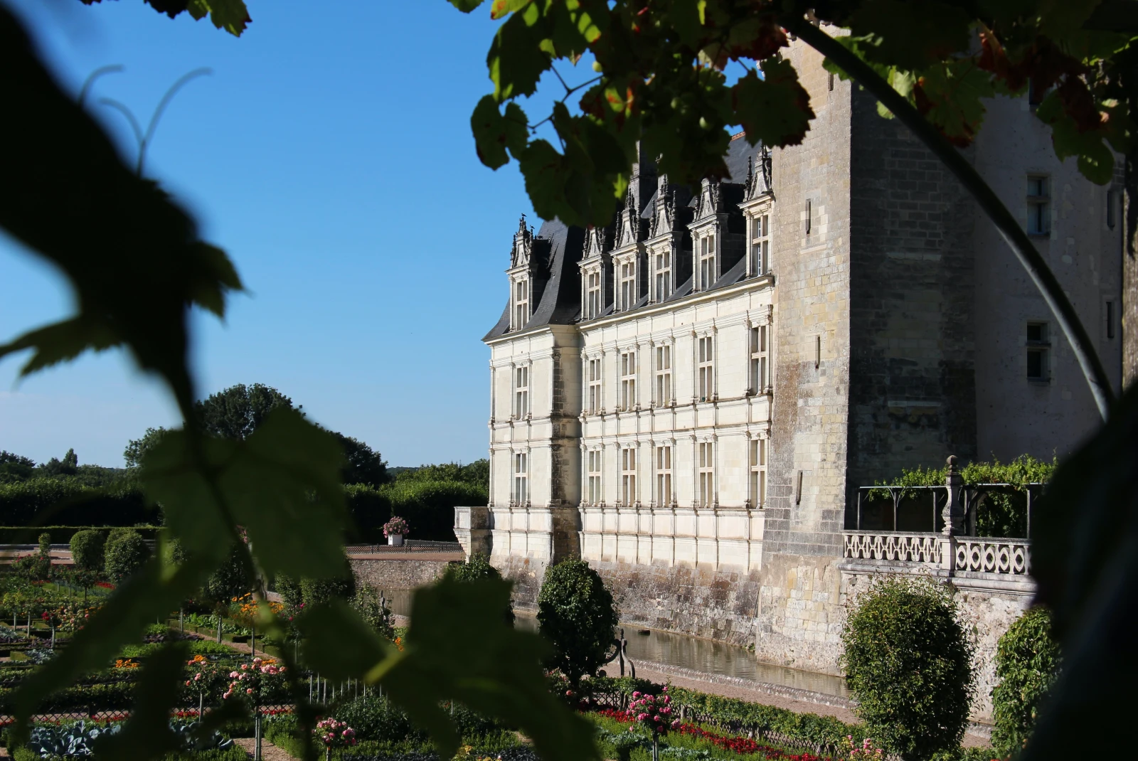A castle in France with beautiful gardens. 