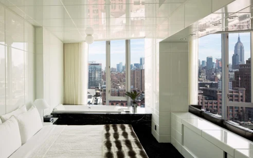 hotel suite with a view of the Empire State Building