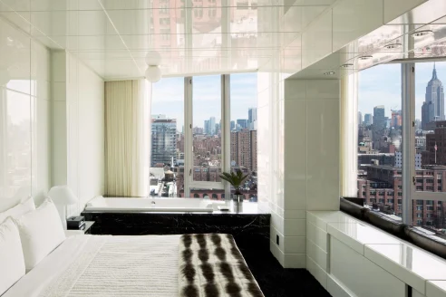 hotel suite with a view of the Empire State Building