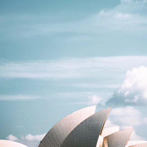 The Sydney Opera house against the sky. 