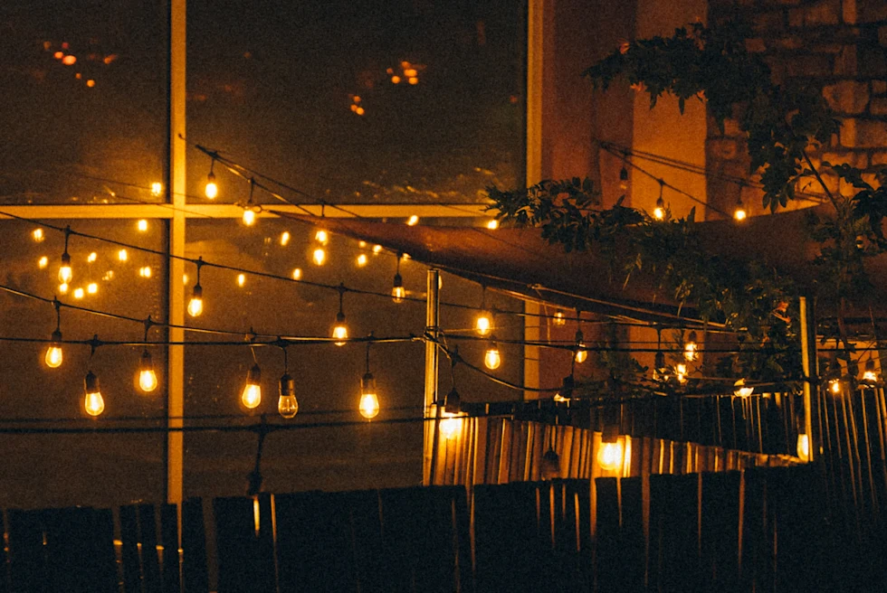 Sparkling lights in a restaurant in Temecula.