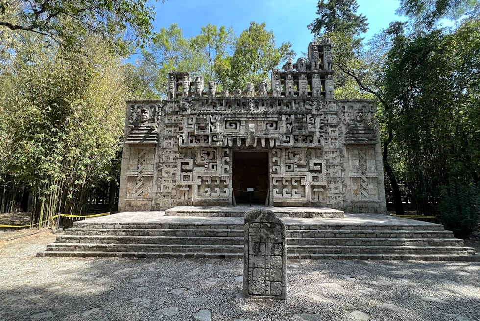 stone temple in a park