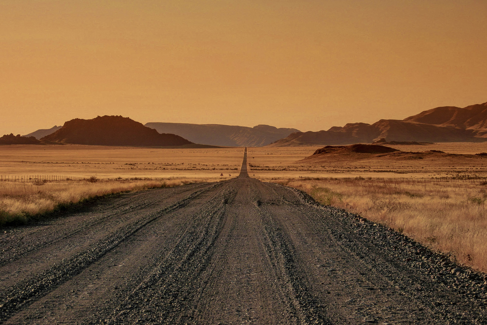 Long dirt road in Namibia, Africa