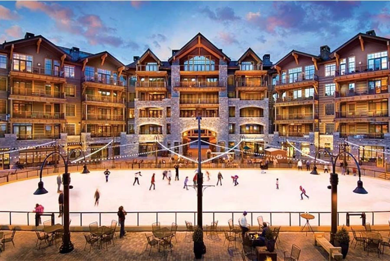 The Village at Northstar is the place that includes an ice skating rink.
