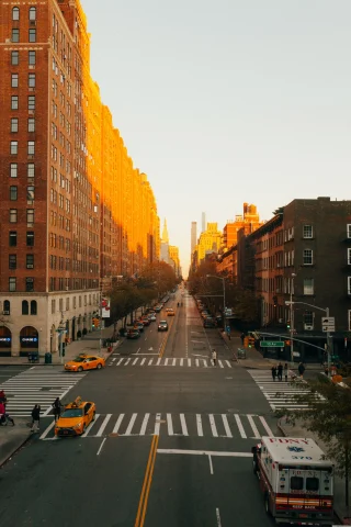 nyc street at golden hour