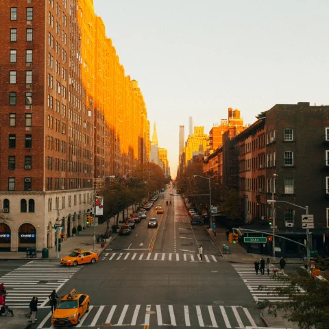 nyc street at golden hour