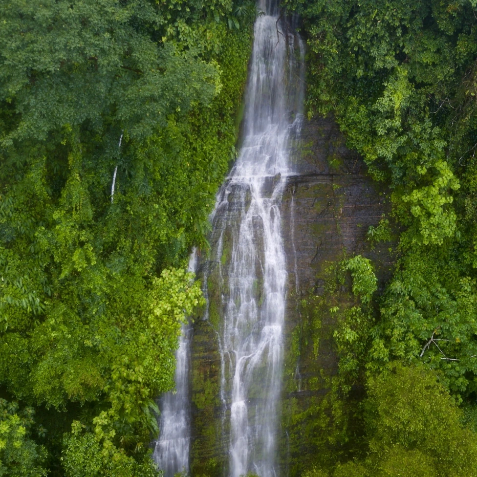 Waterfall on a green mountain