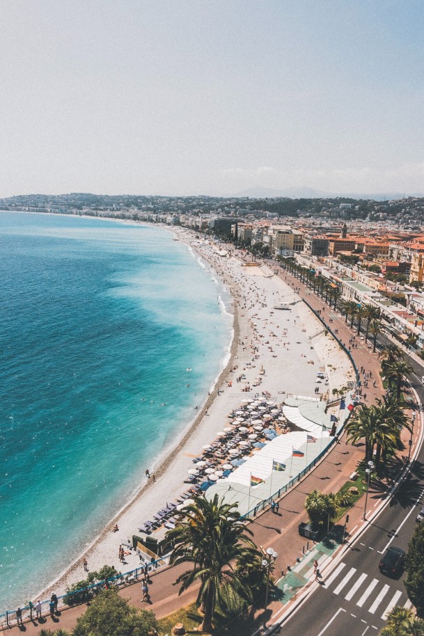 Aerial view of the beach in Nice, France
