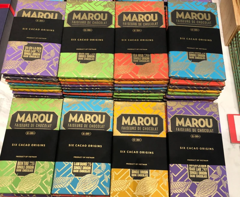 colorfully wrapped chocolate bars