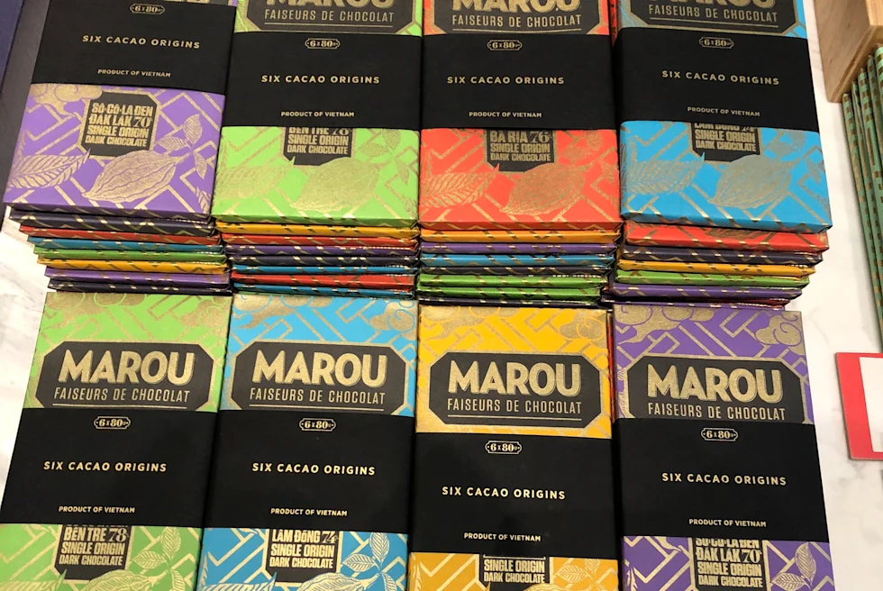 colorfully wrapped chocolate bars