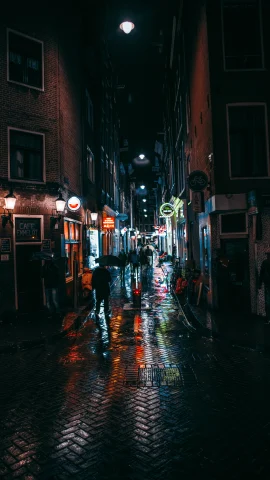 The night streets of Amsterdam. 