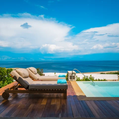 View of the villa's beach beside the sea