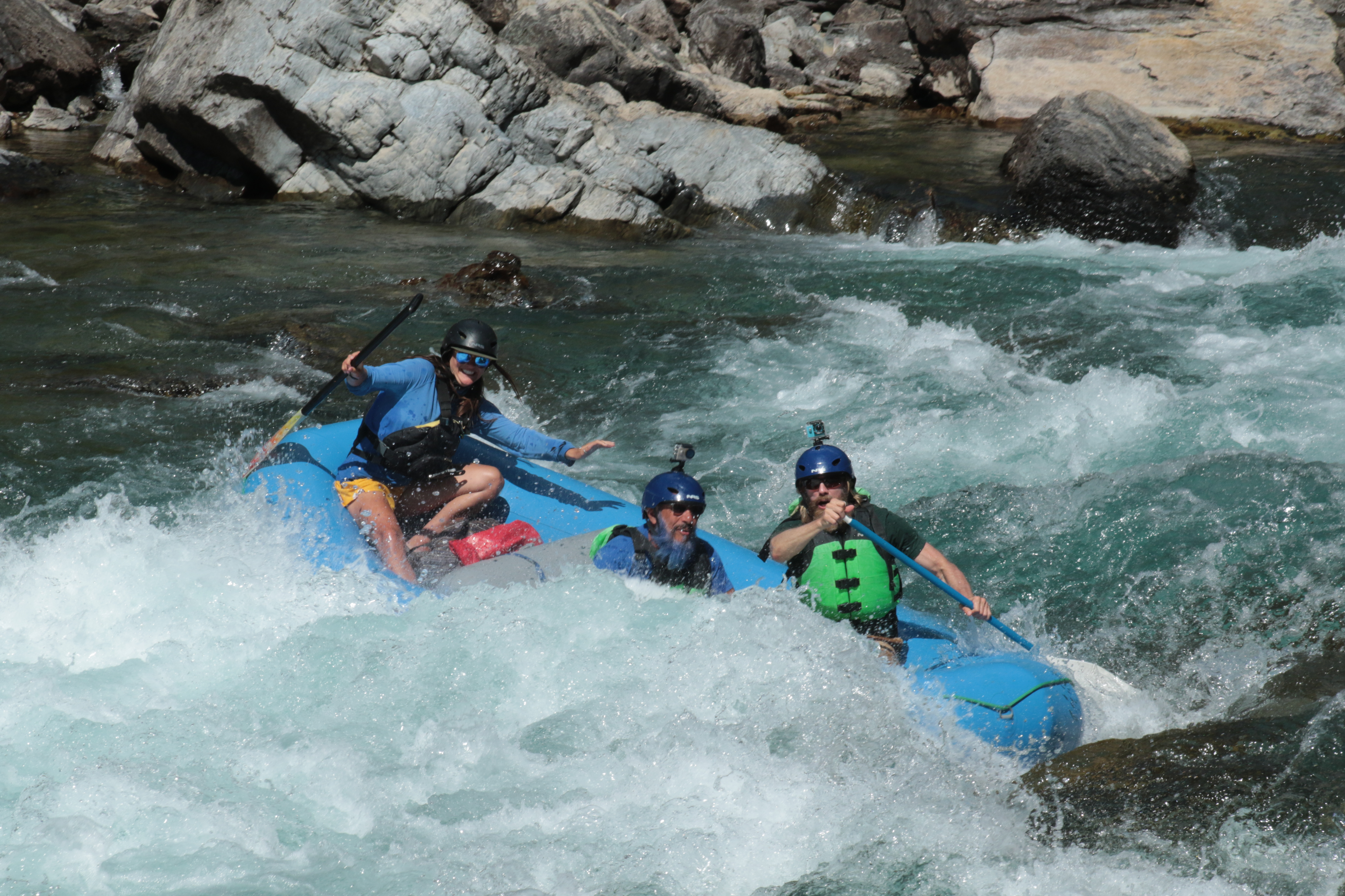 Rafting white water splash