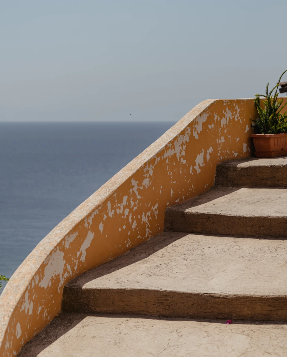 Staircase with beach background