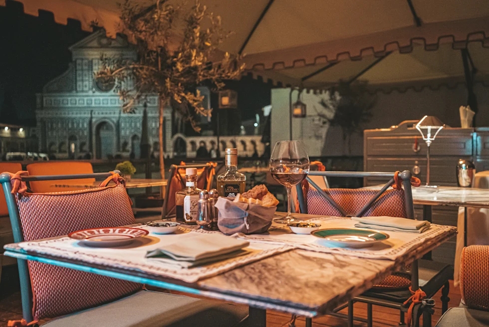 A table set for dinner near the Duomo in Florence.