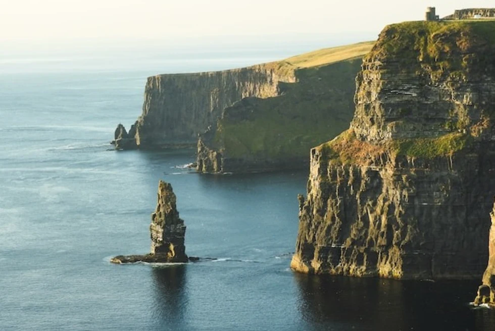 An island with mountains and ocean view