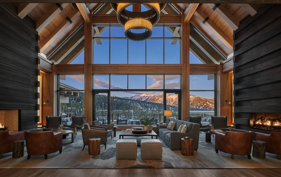 large room with a mountain view during daytime