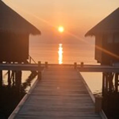 Sea, sunset, and seaside view