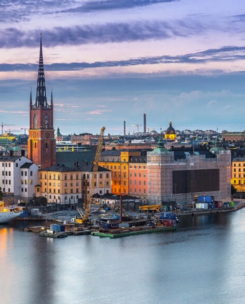 evening view buildings island Stockholm