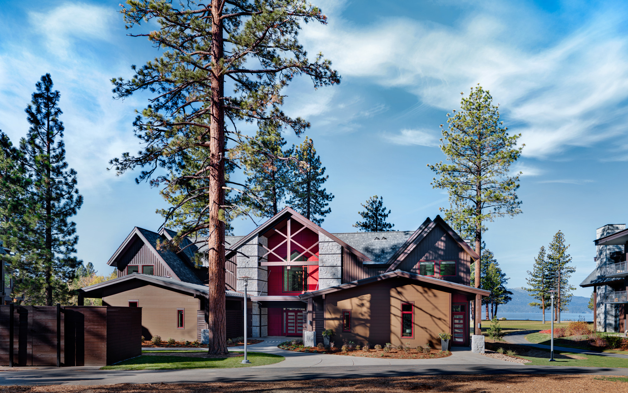 a luxe wooden cabin near an alpine lake