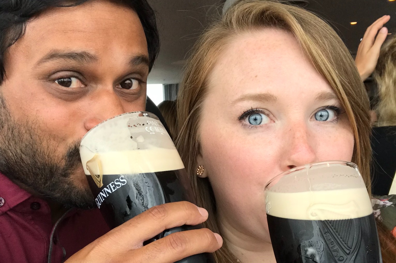 Be sure to have a drink at the famous brewery Guinness Storehouse.