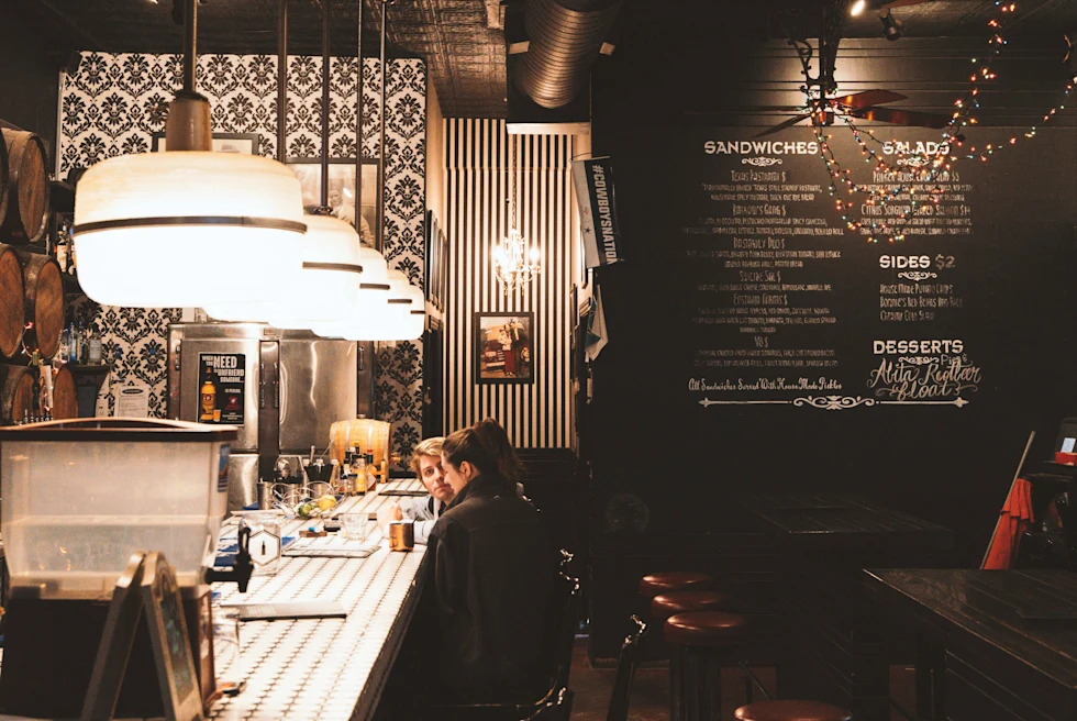 interior of a dark restaurant