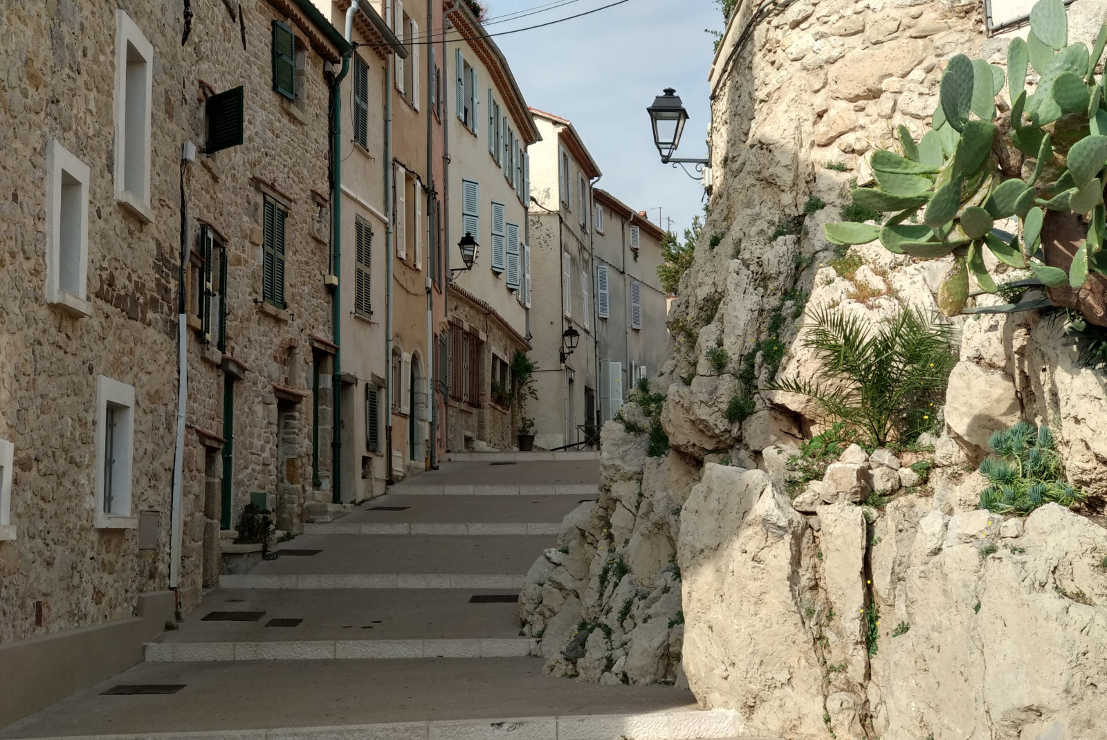 Cute little winding street in the South of France. 