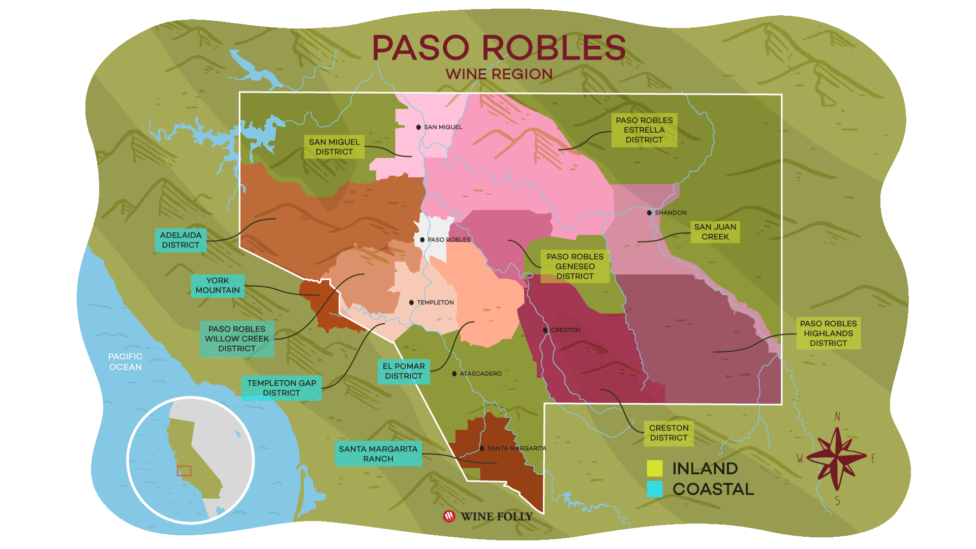 Paso Robles Wine Map Signed Print | lupon.gov.ph