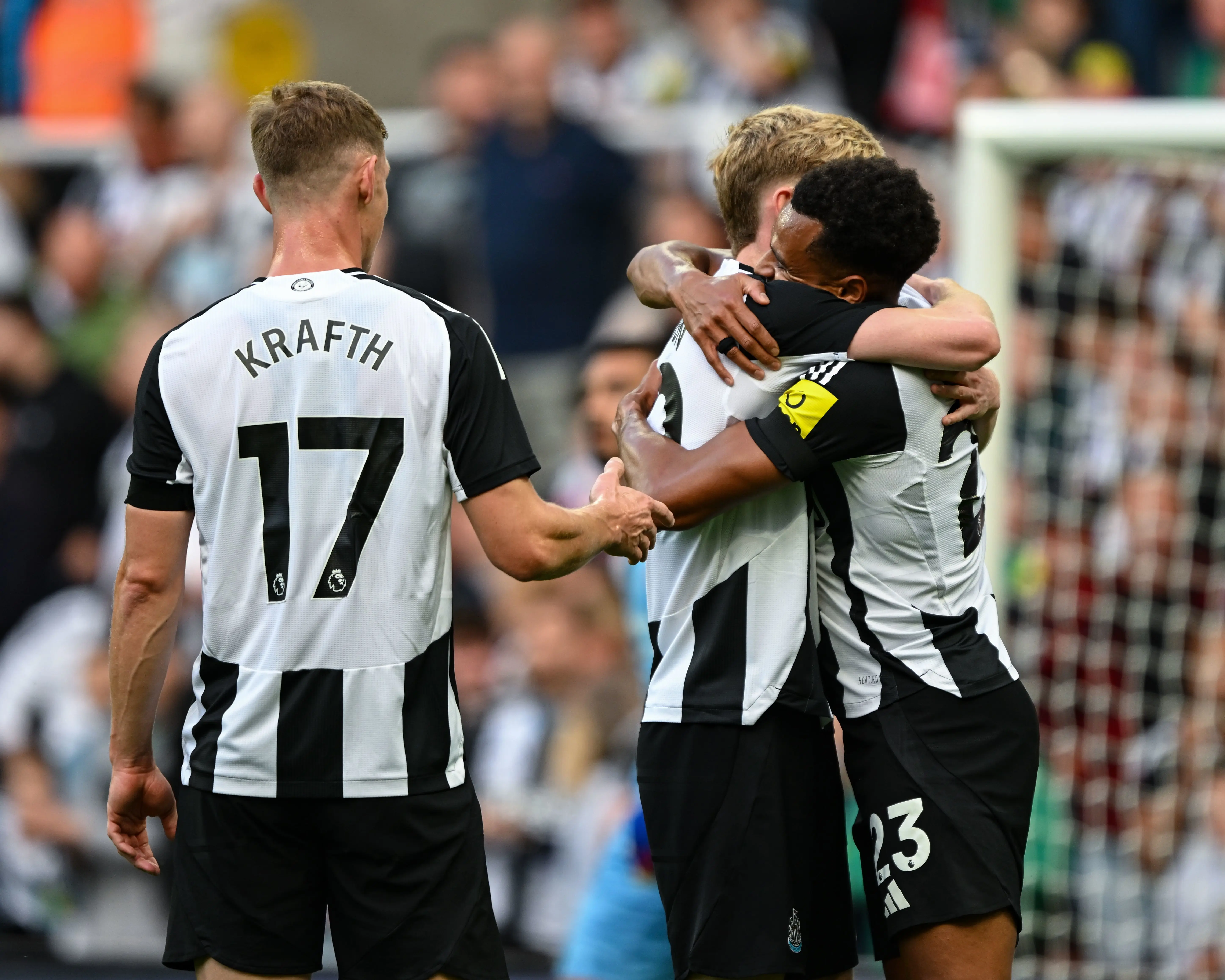 Anthony Gordon and Jacob Murphy celebrate