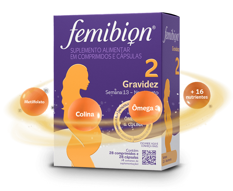 Femibion Brasil: embalagem de comprimidos multivitamínicos Femibion 2 para gestantes