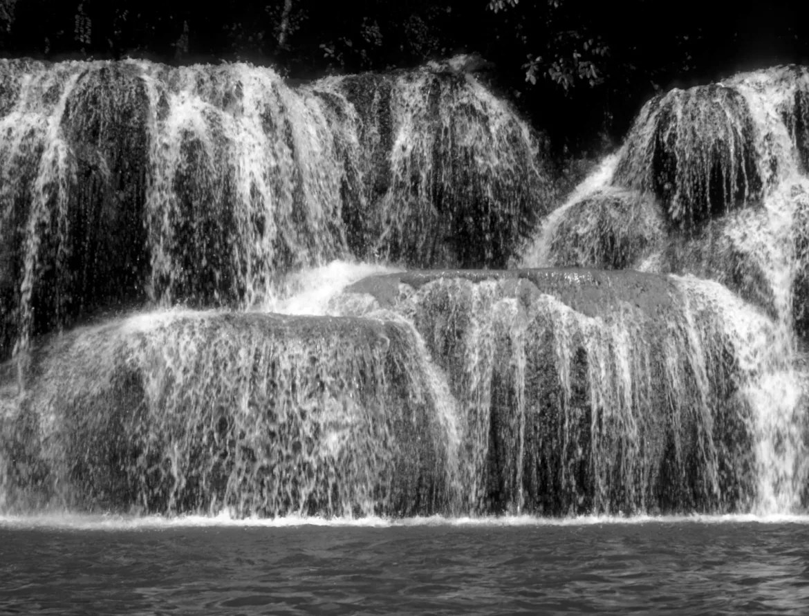 granite boulder waterfall, river kwai