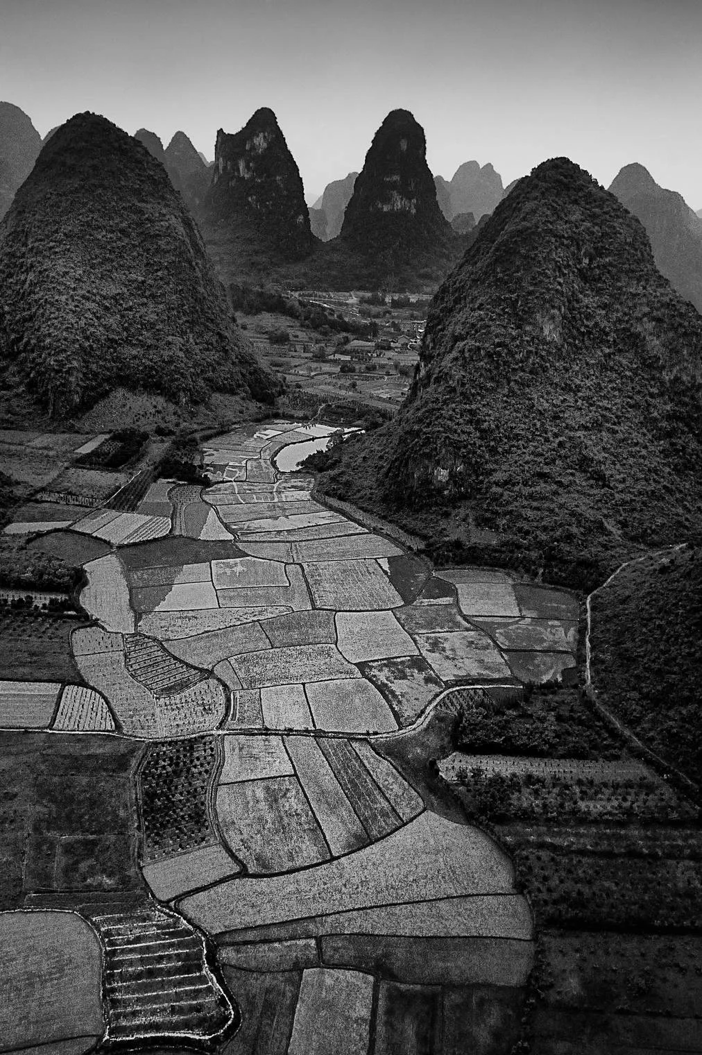 view of karst mountains and valley, guilin