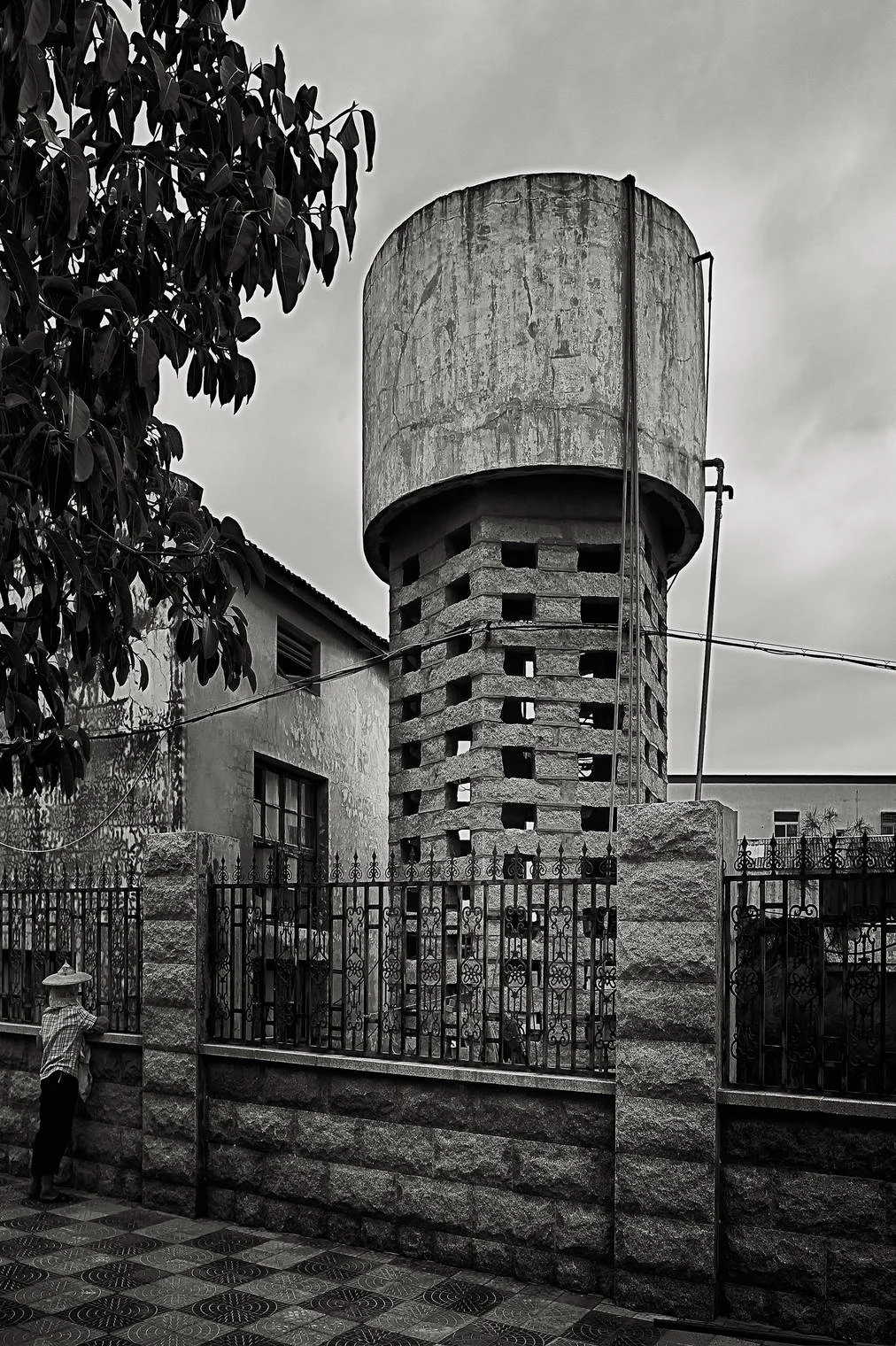 water tower with granite base