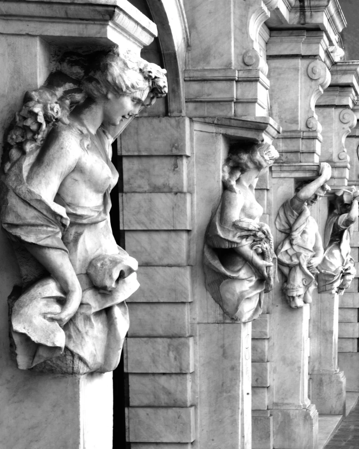 four seasons caryatids, carrara