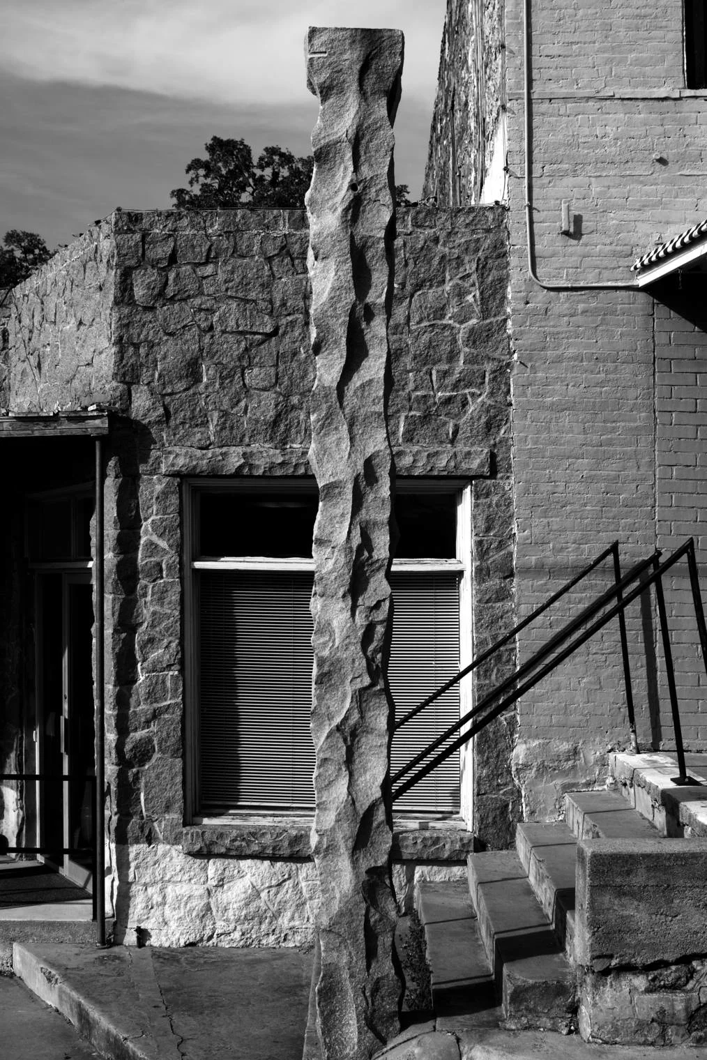 freestanding rock pitched granite column, llano, texas