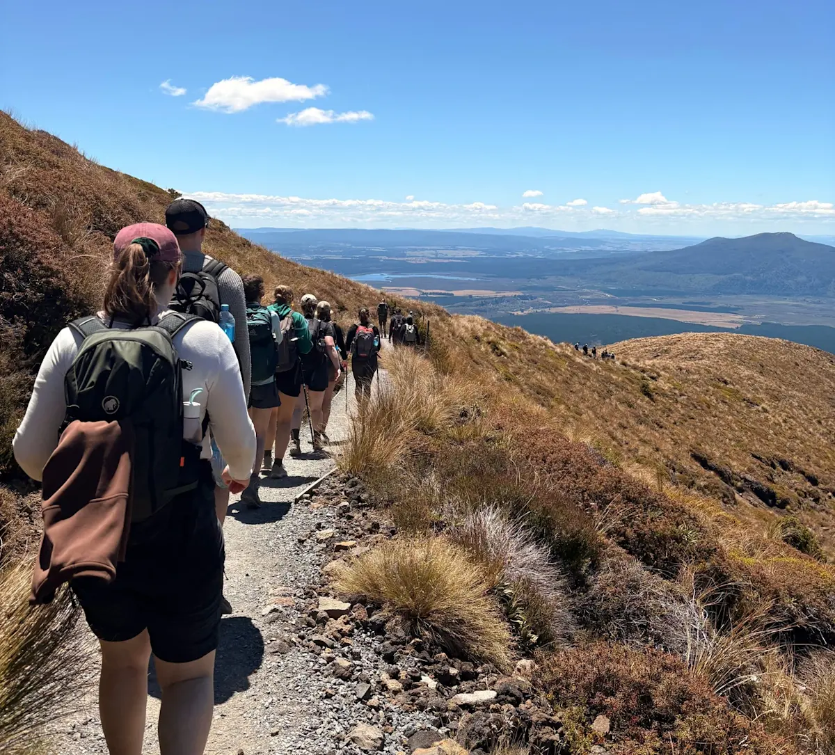 wandelaars-op-bergpad-met-uitzicht &middot; new-zealand-north-to-south
