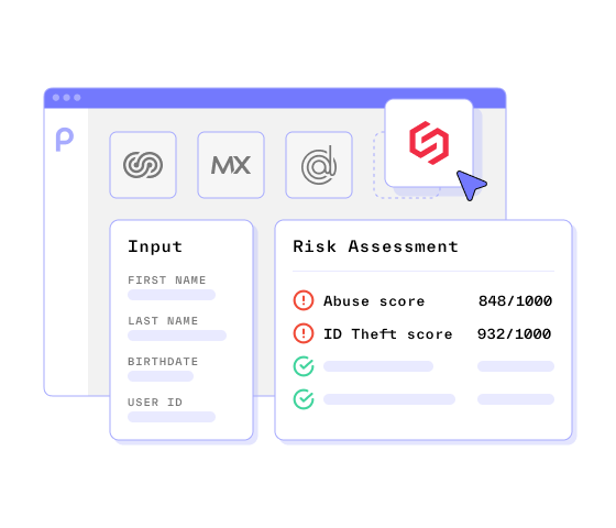 Image illustrating signals organizations can access via Persona's Marketplace partners
