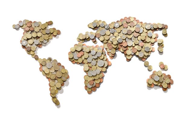 Global money map.