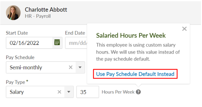 Individual Hours Pay Schedule Revert