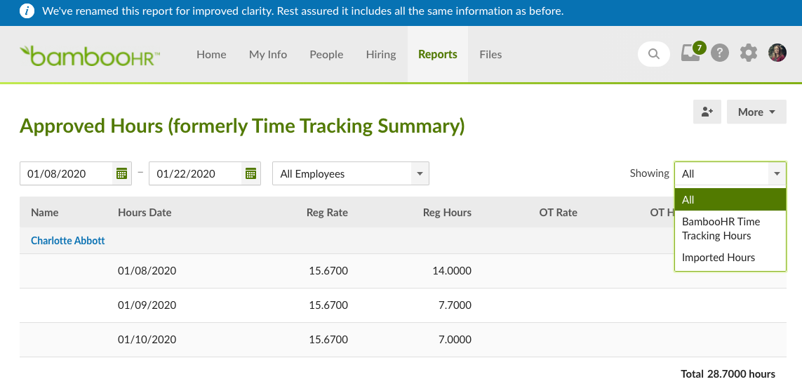 Updates to the Time Tracking Summary Report