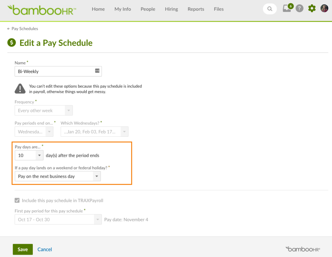 Pay Schedule Date Settings