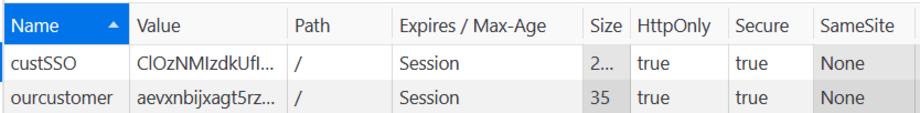 Screenshot: cookie expires value