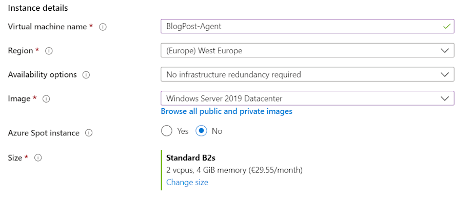 build agent settings