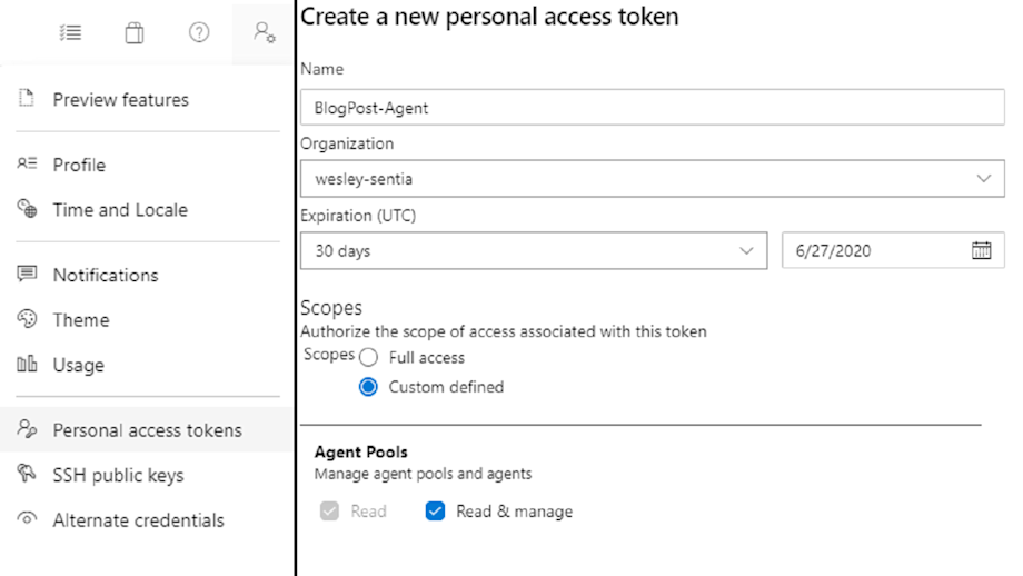 create a new personal access token