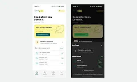 The redesigned openJII mobile app (Field Companion).