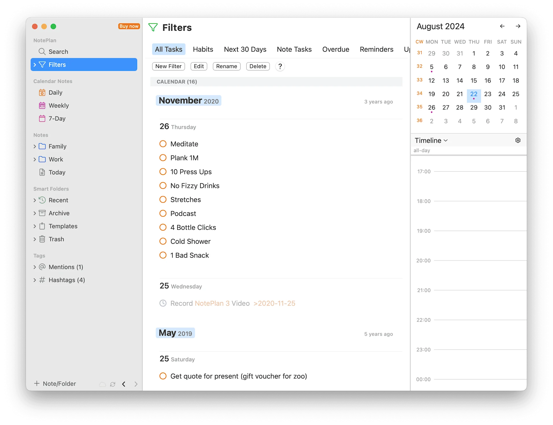NotePlan - Mac App - Tasks