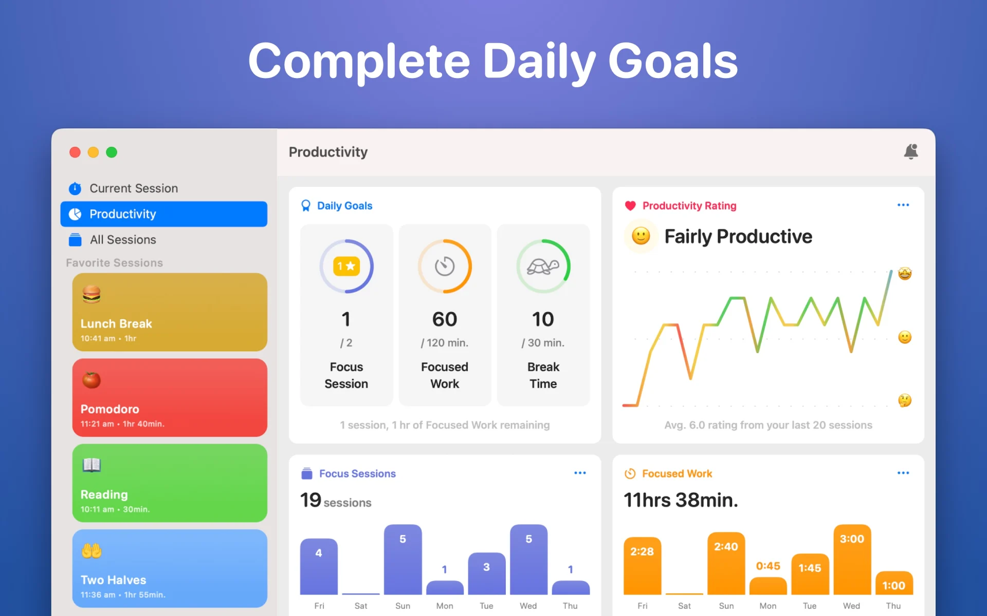 Track focus goals with Focused Work timer app.