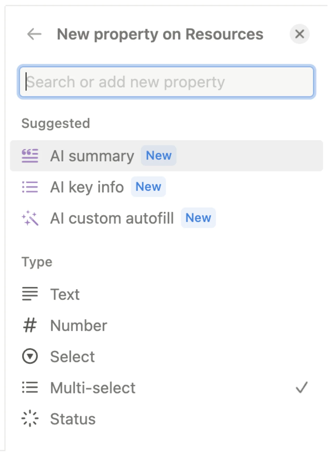 Notion AI properties for building databases with AI.